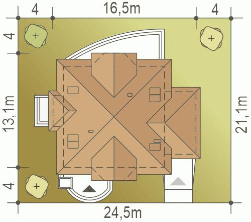 Rzut projektu Dzierlatka V z garażem - Usytuowanie na działce