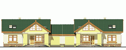 Rzut projektu Drozd II bliźniak z garażem - Elewacja