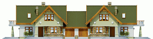 Rzut projektu Sójka II bliźniak z garażem - Elewacja