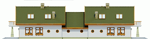 Rzut projektu Sójka II bliźniak z garażem - Elewacja