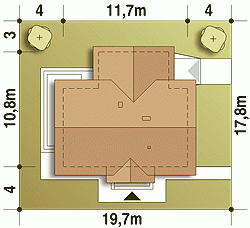Rzut projektu Lolek II z garażem - Usytuowanie na działce