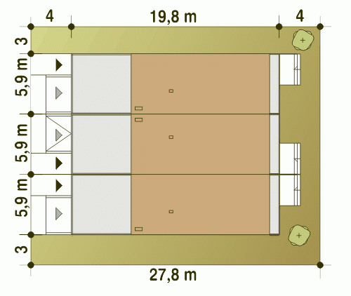 Rzut projektu Long A-SZ z garażem - Usytuowanie na działce