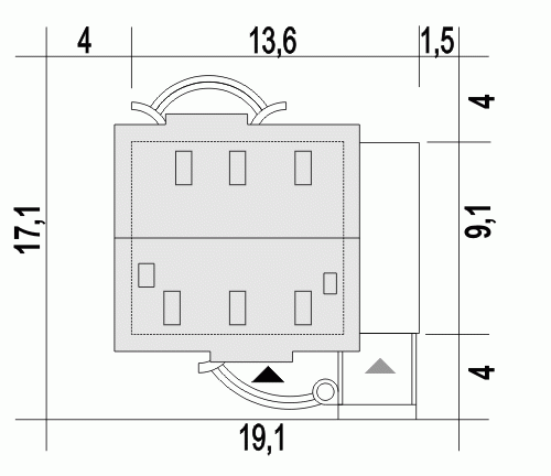 Rzut projektu Sosnówka II A1 z wiatą - Usytuowanie na działce