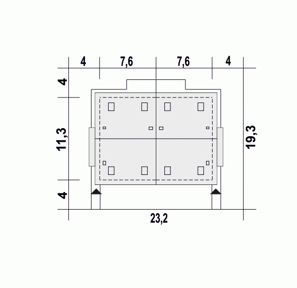 Rzut projektu Agat bliźniak B-BL - Usytuowanie na działce