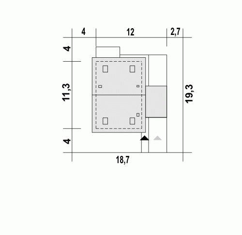 Rzut projektu Agat z wiatą - Usytuowanie na działce