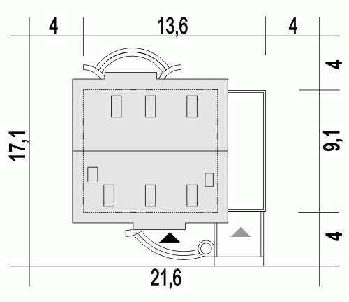 Rzut projektu Sosnówka II z garażem - Usytuowanie na działce