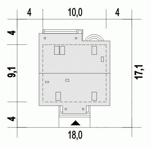 Rzut projektu Gajówka B - Usytuowanie na działce