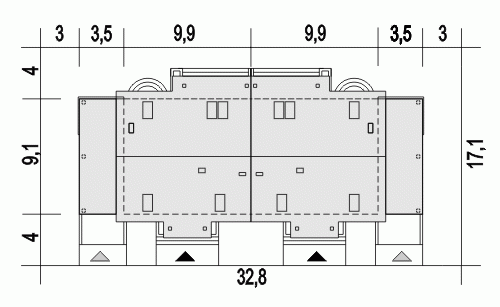 Rzut projektu Gajówka A1-BL2 z wiatą - Usytuowanie na działce