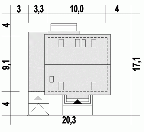 Rzut projektu Lerka z wiatą - Usytuowanie na działce