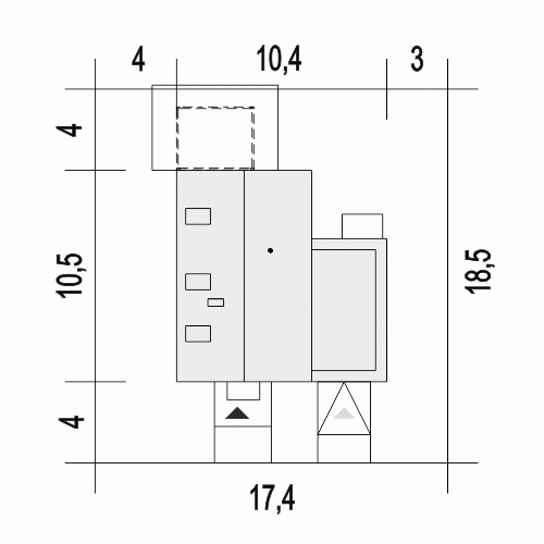 Rzut projektu Ada A z garażem - Usytuowanie na działce