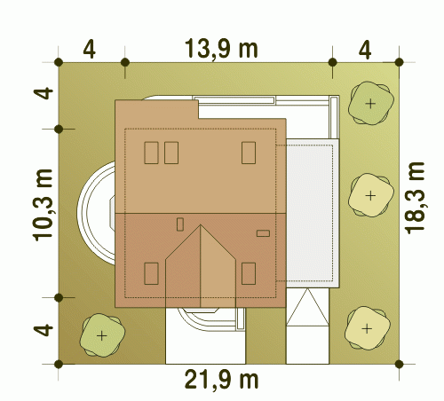 Rzut projektu Puszczyk z garażem - Usytuowanie na działce