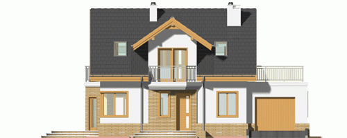 Rzut projektu Puszczyk z garażem - Elewacja