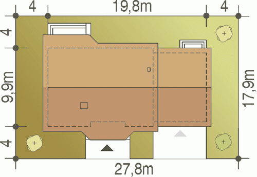 Rzut projektu Julek trend A1 z garażem 2st. - Usytuowanie na działce