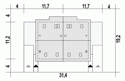 Rzut projektu Głuszec A-BL2 z garażem - Usytuowanie na działce