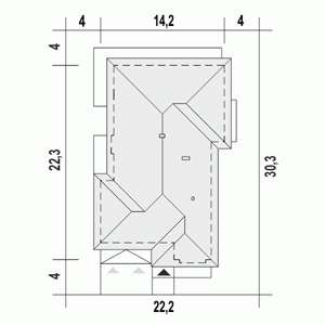 Rzut projektu Galena z garażem 2st. - Usytuowanie na działce