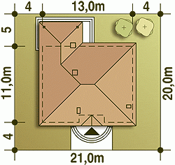 Rzut projektu Tomaszek II - Usytuowanie na działce