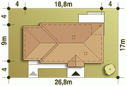 Rzut projektu Filipek z garażem - Usytuowanie na działce