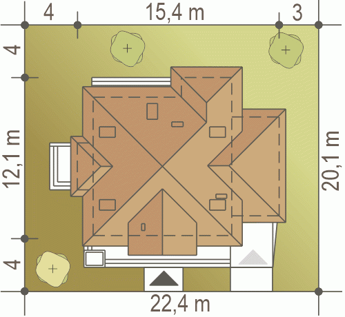 Rzut projektu Żuraw z garażem - Usytuowanie na działce