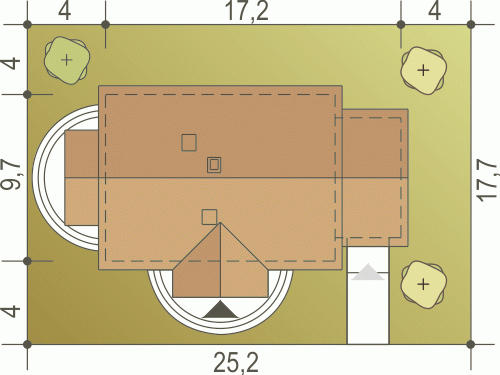 Rzut projektu Czajka z garażem - Usytuowanie na działce