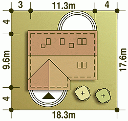 Rzut projektu Drozd bez garażu - Usytuowanie na działce