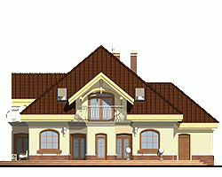 Rzut projektu Dzierlatka III z G1 z garażem - Elewacja