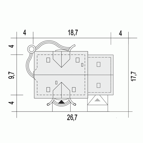 Rzut projektu Dom Dla Ciebie 7 A1 z garażem 2st. - Usytuowanie na działce
