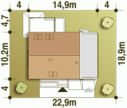 Rzut projektu Oleg z garażem - Usytuowanie na działce