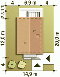 Rzut projektu Iza trend - Usytuowanie na działce