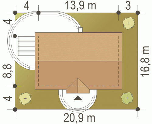 Rzut projektu Piotr bez garażu - Usytuowanie na działce