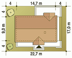 Rzut projektu Filipek II bez garażu - Usytuowanie na działce