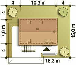 Rzut projektu Eco 2 - Usytuowanie na działce