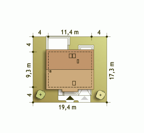Rzut projektu Emma z garażem - Usytuowanie na działce