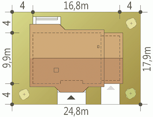 Rzut projektu Julek PS z garażem - Usytuowanie na działce