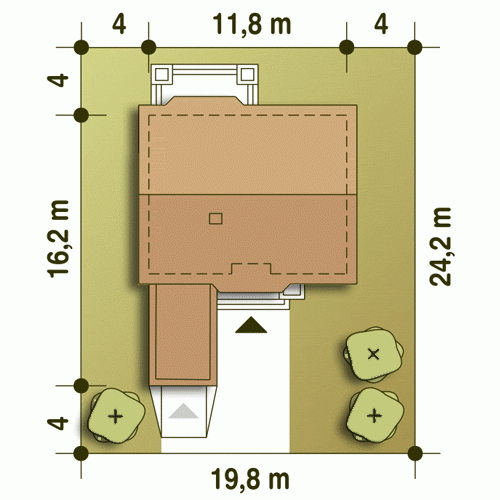 Rzut projektu Ares trend z garażem - Usytuowanie na działce
