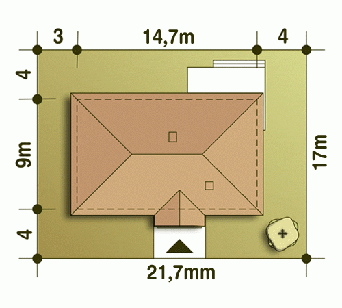 Rzut projektu Filipek B2 - Usytuowanie na działce