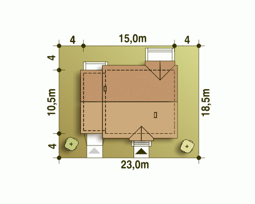 Rzut projektu Rafi z garażem - Usytuowanie na działce