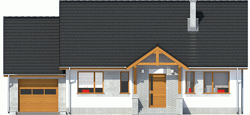 Rzut projektu Rafi z garażem - Elewacja