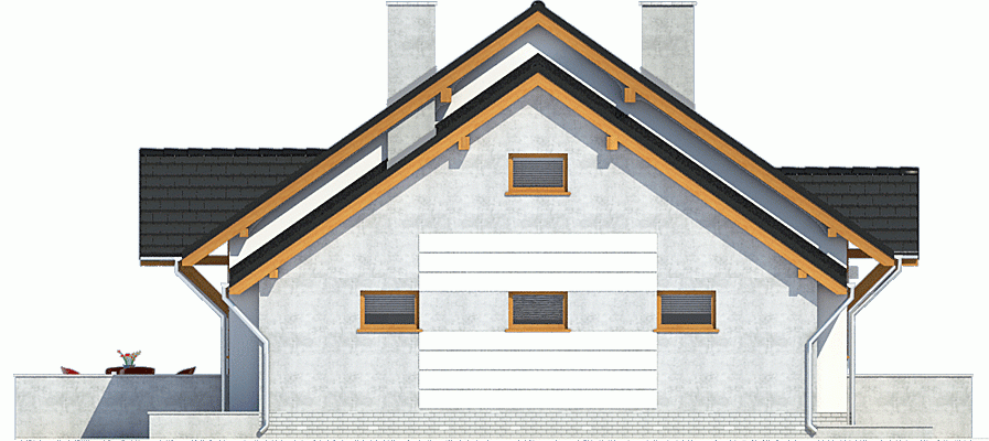 Rzut projektu Rafi z garażem - Elewacja