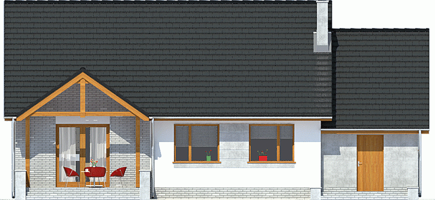 Rzut projektu Rafi z garażem - Elewacja