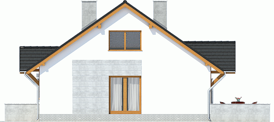 Rzut projektu Rafi z garażem - Elewacja