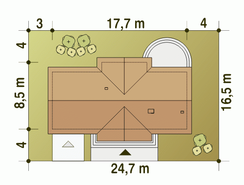 Rzut projektu Modraszka z G1 A z garażem - Usytuowanie na działce
