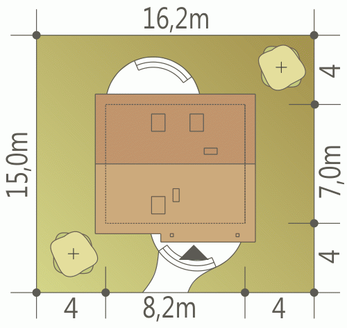 Rzut projektu Emilka - Usytuowanie na działce