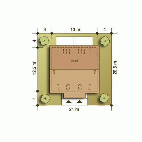 Rzut projektu Azalia - Usytuowanie na działce