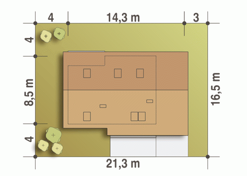 Rzut projektu Wydrzyk z wiatą - Usytuowanie na działce