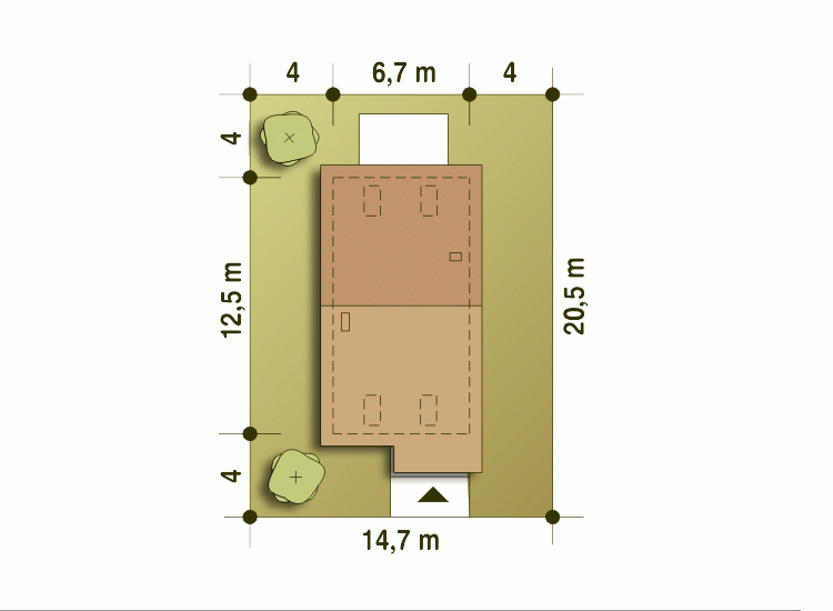 Rzut projektu Azalia bez garażu - Usytuowanie na działce