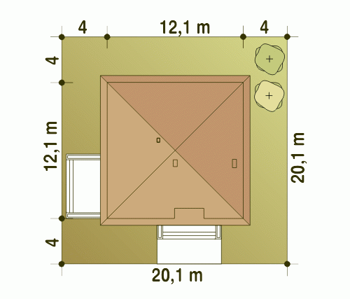 Rzut projektu Kalandra bez garażu - Usytuowanie na działce