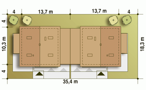Rzut projektu Nowinka II bliźniak A1-BL1 - Usytuowanie na działce