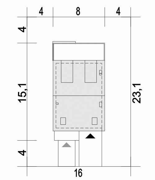 Rzut projektu Makolągwa z garażem - Usytuowanie na działce