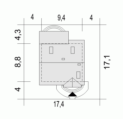 Rzut projektu Nela - Usytuowanie na działce