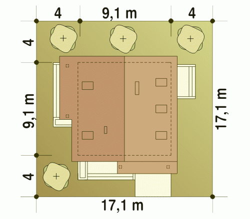 Rzut projektu Turkawka II z garażem - Usytuowanie na działce